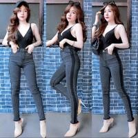 ราคา Cc jeans 127 S-5XL กางเกงยีนส์ผู้หญิง ทรงเดฟ แต่งแถบข้าง เอวสูง ปลายขาตัดรุ่ย (7960330280)