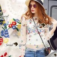 ราคา Seoul Secret Say's...Gloria Princess Blossom Color Stik Net Blouse (42556023)