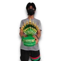 ราคา ฐานพระนาคปรก สีเขียวปิดทอง กว้าง3 นิ้ว สูง 5 นิ้ว เนื้อเรซิ่น sumpatichami_ppk (24135549100)