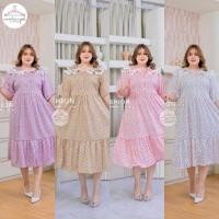 ราคา เดรสยาวแต่งปกระบาย ลายหัวใจ สายคาเฟ่ ใส่ก็ทำงาน ชุดเรียบร้อย แฟชั่น สาวอวบ เสื้อผ้าสาว ไซส์ใหญ่สาวอ้วน สาว Plus Size (24056593103)