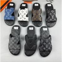 ราคา Lv รองเท้าแตะผู้ชายรองเท้าแตะหนังสายไขว้พิมพ์ลายนูน Oasis Mule สีน้ําตาลคุณภาพสูง Breathable Flat Sole (23065290414)