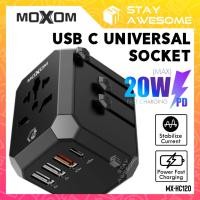ราคา MOXOM Travel International Adaptor Universal Adapter ปลั๊กแปลงซ็อกเก็ต USB Type C พอร์ต Plak UK EU AU SAHC120 (16197558518)