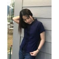 ราคา เสื้อหม้อฮ่อมคอจีนฟอกหิมะเข้ารูปหญิง(สีไม่ตก) (7454656648)