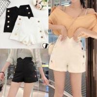 ราคา กางเกงขาสั้นเอวสูง ขอบวี แต่งกระดุมหน้า (5048566849)