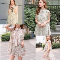 ราคา งานป้ายvivเสื้อชีฟองอัดพลีทลายมัดย้อมสีอ่อนคอแต่งระบายดีเทลสวยมากค่ะ ใส่เป็นเสื้อหรือเดรสก็ได้ค่ะ (8920071177)