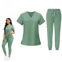 ราคา ขายส่ง Multicolor Suit Nurse Scrubs Medical Clinical Clothes Doctor Nursing Uniform Short Sleeve V-neck Tops Pants Set (26087859092)