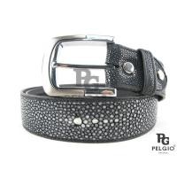 ราคา PELGIO เข็มขัดหนังปลากระเบนแท้ ขัดเรียบสีดำ ขนาด 1.5" x 46" หัวเข็ม คุณภาพส่งออก (2195998106)
