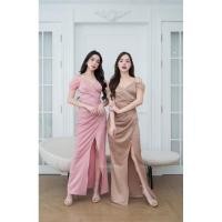 ราคา ชุดเดรสยาว ออกงาน สีโอวัลติน (26920929550)
