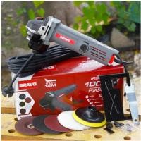 ราคา BRAVO หินเจียร์ 4 นิ้ว 1000W (รุ่นงานหนัก) สายไฟยาว 12 เมตร (แถมฟรีที่จับ+ไกด์นำตัด+ใบตัดใบเจียร์ ) หินเจีย เครื่องเจียร (42464517812)