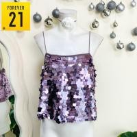 ราคา ไซด์ M แบรนด์ forever21 แท้ 100%เสื้อ ทรงครอป งานเกล็ดวิบวับ สีม่วงพาสเทล ใส่ออกงาน ปาร์ตี้ ชุดออกงาน ชุดปาร์ตี้ (26862339601)