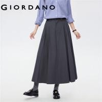 ราคา GIORDANO WOMEN A-Line brushed pleated long skirt 05465681 (26592880775)