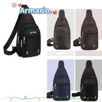 ราคา ARMARIO กระเป๋าสะพายข้างผู้ชาย, ผ้าสีดําสีฟ้าสีเทาสีน้ําตาลผู้ชายกระเป๋า Messenger, พอร์ตชาร์จ USB สี่เหลี่ยมผืนผ้ากระเป๋าสะพายชาย (42466365203)