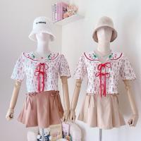 ราคา เสื้อครอปคอปกลูกไม้ เสื้อครอป น่ารัก เสื้อครอปผูกหน้า ผูกโบว์ (29830179380)