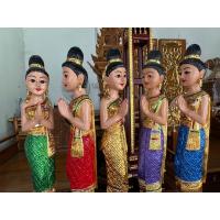 ราคา ตุ๊กตาไม้ ตุ๊กตานางไหว้ แพคคู่ ยืน สวัสดี สูง 30 นิ้ว ปิดทองคำเปลวไม้จามจุรี แกะสลัก สวมชุดไทยโจงกระเบน ยืนไหว้ยิ้มละไม (25454692539)