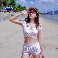 ราคา Minimal swimsuit ชุดว่าย น้ำแขนสั้น ชุดว่ายน้ำผู้หญิง (4010630311)