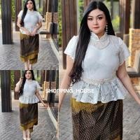 ราคา เสื้อลูกไม้คอจีนแขนระบายไซส์ใหญ่ (8914971745)