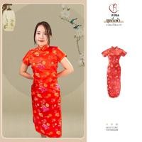 ราคา Je Hua ชุดกี่เพ้ายาว Cheongsam ชุดเดรสกี่เพ้ายาวสไตล์จีน ผ้าไหมจีน ลายมังกร ตรุษจีนสีแดงลายมังกรตรุษจีน #22 (26072845272)