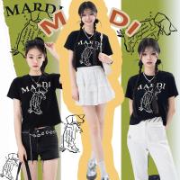 ราคา แท้ / พร้อมส่งMARDI Mercredi Slim เสื้อยืด Swing The Tail Ddanji Cotton Round Neck Black Milky White T-Shirt ฟรีไซซ์ (29371415703)