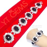 ราคา สร้อยข้อมือนิล สร้อยข้อมือเงินแท้ ชุบทองคำขาว พลอยนิลแท้ YTG-11741 (26819943017)
