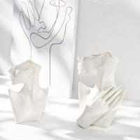 ราคา Shumen Creative Nordic Human Ceramic แจกันดอกไม้แห้งตกแต่งห้องนั่งเล่น B & B ตกแต่งสำนักงาน MTOQ (28159113046)