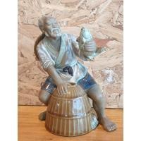 ราคา ตุ๊กตาเซรามิคแป๊ะจับปลา งานจีนเก่าเก็บ ตกแต่งสวนบอนไซ ตั้งโชว์ (14441790261)