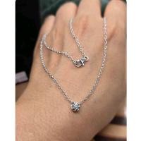 ราคา สร้อยคอทองคำขาวประดับเพชรเม็ดเดี่ยวทองขาว (43101345768)