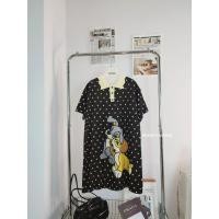 ราคา เดรสคอปกหยักทอลายจุดน้องหมา 2 ตัว (40675196833)