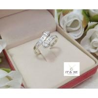 ราคา แหวนเงินแท้92.5% ประดับเพชร cz แบบหัวใจไขว้ ประดับ cz ทั้งสองข้าง งานเงินแท้ งานละเอียด : CZ0071 (1957156635)