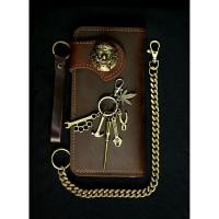 ราคา กระเป๋าสตางค์หนังแท้ 100% แถมโซ่ทองเหลืองฟรี +จี้ฟรี (3717241513)
