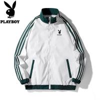 ราคา Playboy Casual Jacket Jacket with Cotton Men's Baseball Collar Sports Cardigan Long Sleeved Trench Coat Classic Three Bar Men's (24073052673)