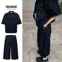 ราคา REUNION เสื้อผ้ายีนส์ดิบสําหรับผู้ชายและผู้หญิง - ชุดยีนส์บนยีนส์ (41360990330)