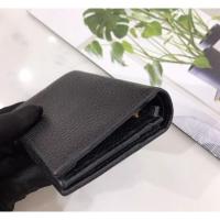 ราคา GUCCI PORTACARTE มือสอง 456126 หนังวัวลิ้นจี่สีดำทองปุ่ม G LOGO คู่กระเป๋าสตางค์ใบสั้นที่ใส่บัตรในส (27313441578)