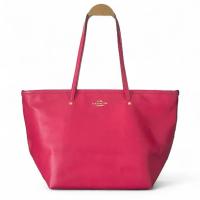 ราคา แท้ Coach Crossgrain City Zip Saddle Pink Tote กระเป๋าโค้ชสีชมพู กระเป๋าใบใหญ่ (43154789499)