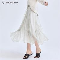 ราคา Giordano WOMEN กระโปรงยาวทรงไม่สมมาตร Pearlescent 18464925 (25642813066)
