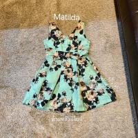 ราคา เดรสสีเขียว ชุดลายดอกสีเขียว ชุดออกงานสีเขียว งานป้ายMatilda-L (21469102684)
