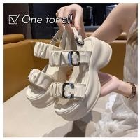 ราคา One for all พร้อมส่งจากไทย NEW TX480 รองเท้าแตะแฟชั่นรัดส้น ตึก7cm รุ่นเปิดเท้าใส่สบาย รองเท้าพื้นหนาสไตล์ผู้หญิงน่ารัก (22376599508)