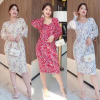 ราคา เดรสสาวอวบ มี3สี ทรงดินสอใส่แล้วผอม รุ่น Slim flower (10505253884)