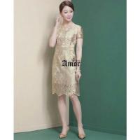 ราคา ชุดเดรสออกงานลูกไม้สีทองAMOR (11196204093)