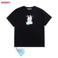 ราคา ♞,♘,♙ฤดูใบไม้ผลิฤดูร้อนสไตล์ใหม่ OW Inkjet Graffiti Arrow รูปแบบรอบคอเสื้อสวมหัวแขนสั้นผู้ชายผู้หญิ (26937264358)