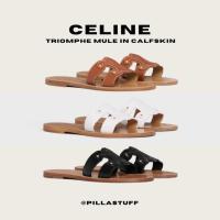 ราคา New Celine Triomphe Mule in calfskin รองเท้าแตะเซลีน (18780399702)
