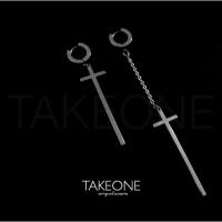 ราคา ต่างหูสแตนเลสไม้กางเขน | แบบสั้นข้างยาวข้าง (607346382)