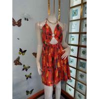 ราคา เดรสสายเดี่ยวผูกคอ+ผูกหลังสีส้มลายคัลเลอร์ฟูล (42558756714)