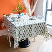 ราคา ผ้าคลุมโต๊ะ ผ้าปูโต๊ะกันน้ำ ผ้าปูโต๊ะ ผ้าปูโต๊ะฝ้ายลินินลายตารางและศิลปะกระบองเพชร ออกแบบสำหรับเด็ก พร้อมลายเส้นที่สวยงามและใหม่! (40023252585)