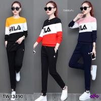 ราคา GN13490 **รบกวนสอบถามก่อนสั่งซื้อจ้า** Set วอร์ม เสื้อแขนยาวพิมพ์ตัวอักษร+กางเกงขายาว (7758217975)