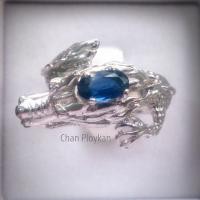 ราคา แหวนมังกรเงินแท้925ชุบทองคำขาวประดับพลอยไพลินเมืองกาญจนบุรี (28872562430)