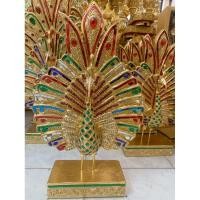 ราคา นกยูงพุ่มกฐิน นกยูงทองไม้แกะสลักติดกระจกหลากสี (20676535717)