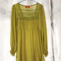 ราคา เดรสสั้นผ้าชีฟองสีเขียวตอง มือสอง (2374220901)