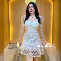 ราคา ชุดเดรสลูกไม้ผ้าแก้วลายลูกไม้ (22523495180)