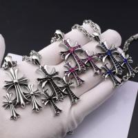 ราคา Chrome Hearts สร้อยคอ /925 สร้อยคอเพชร Triple Cross แฟชั่นเงิน (29121868286)