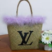 ราคา กระเป๋าสานกระจูด เพ้นหลุยส์ ขนนกฟรุ้งฟริ้ง (3264083057)